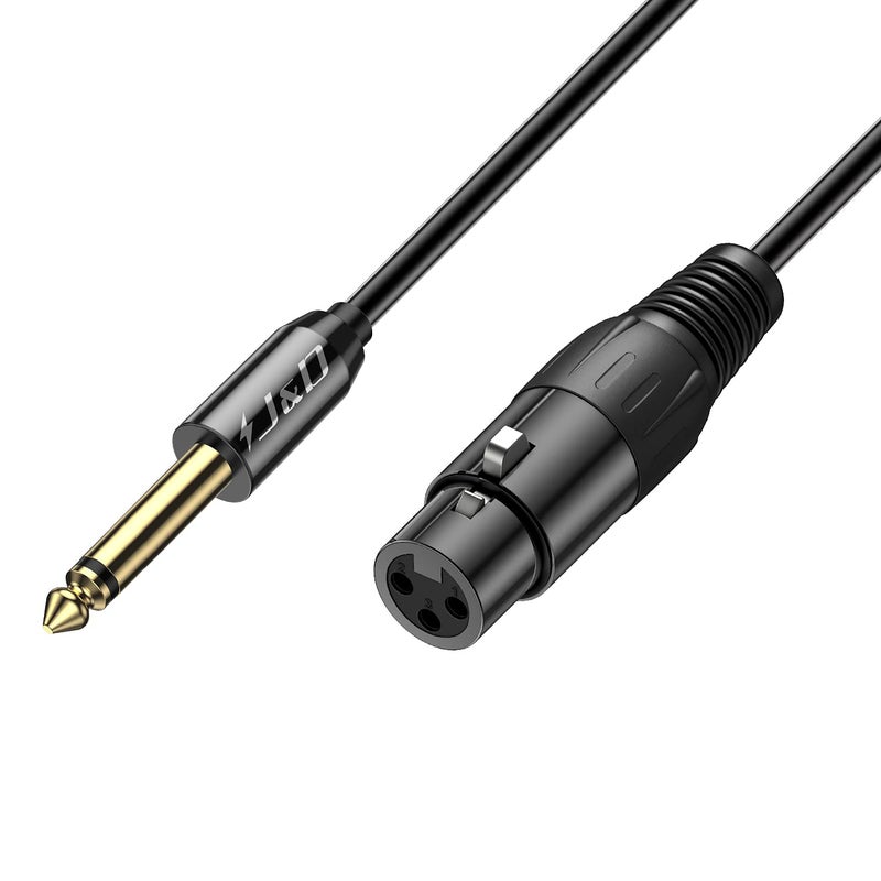 J&D XLR to 1/4 inch Mono Microphone Cable, PVC Shelled 6.35mm 1/4 inch TS Male to XLR Female Unbalance Interconnect Microphone Audio Cable Adapter for Speaker Mic Guitar Mixer AMP, 5 Feet - Image 1